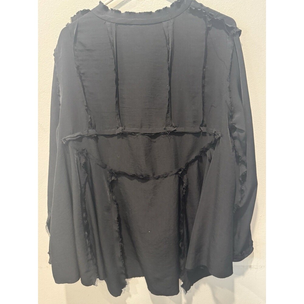 Dress to Kill avant-garde Exposed Seams Long Sleeve Blouse Black Lagenlook OS - Picture 5 of 8